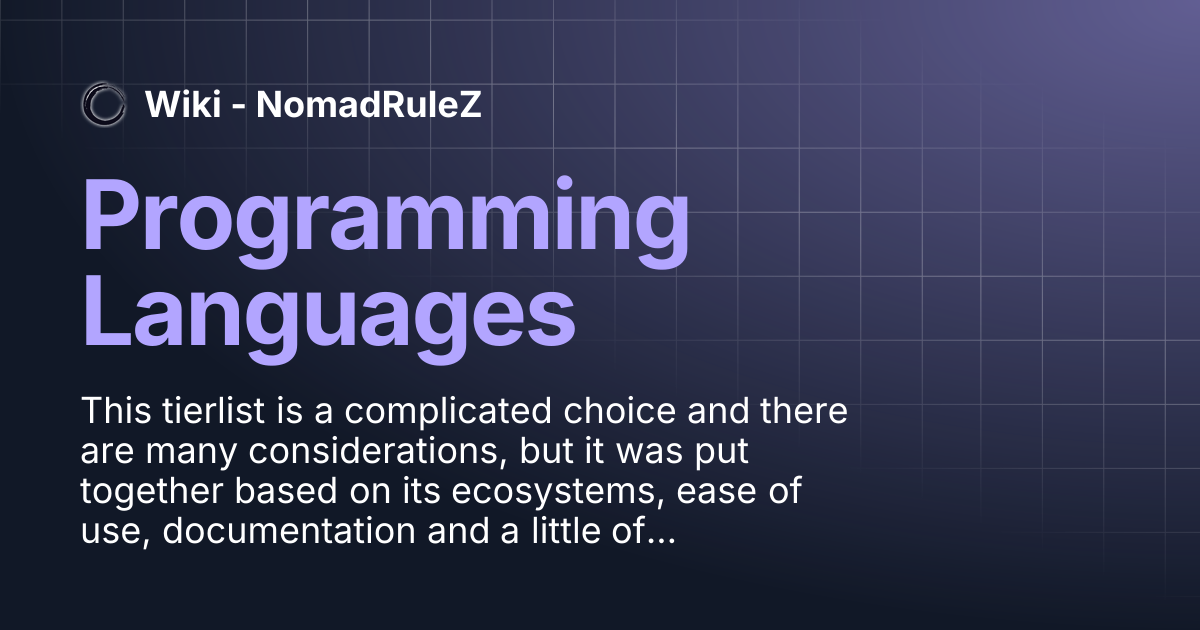 Programming Languages | Wiki - NomadRuleZ